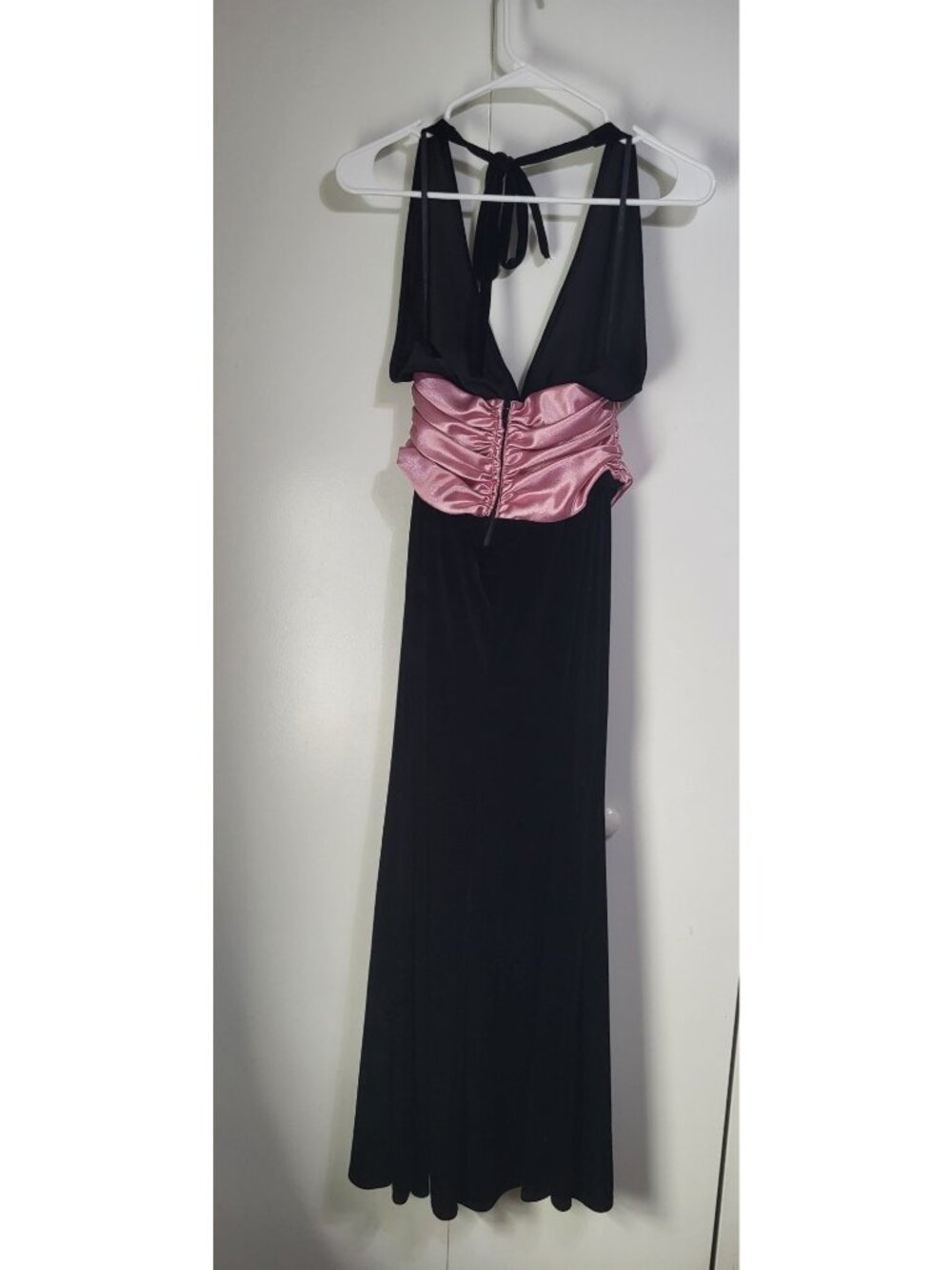 Jessica McClintock Gunne Sax VTG 90's Black Velvet Halter Dress Whimsigoth Glam - Picture 2 of 12